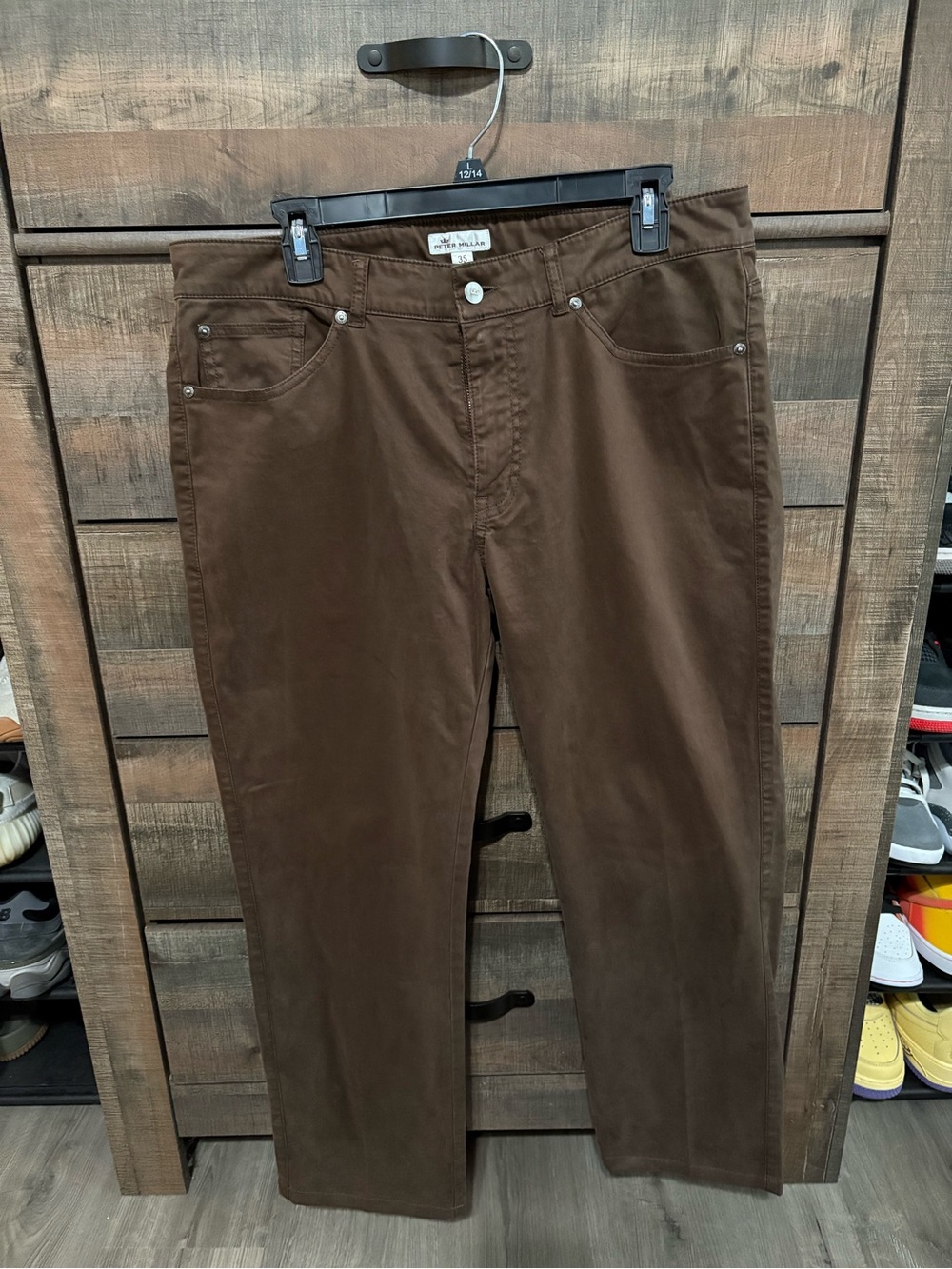 Peter Millar Brown Straight-Leg Chinos